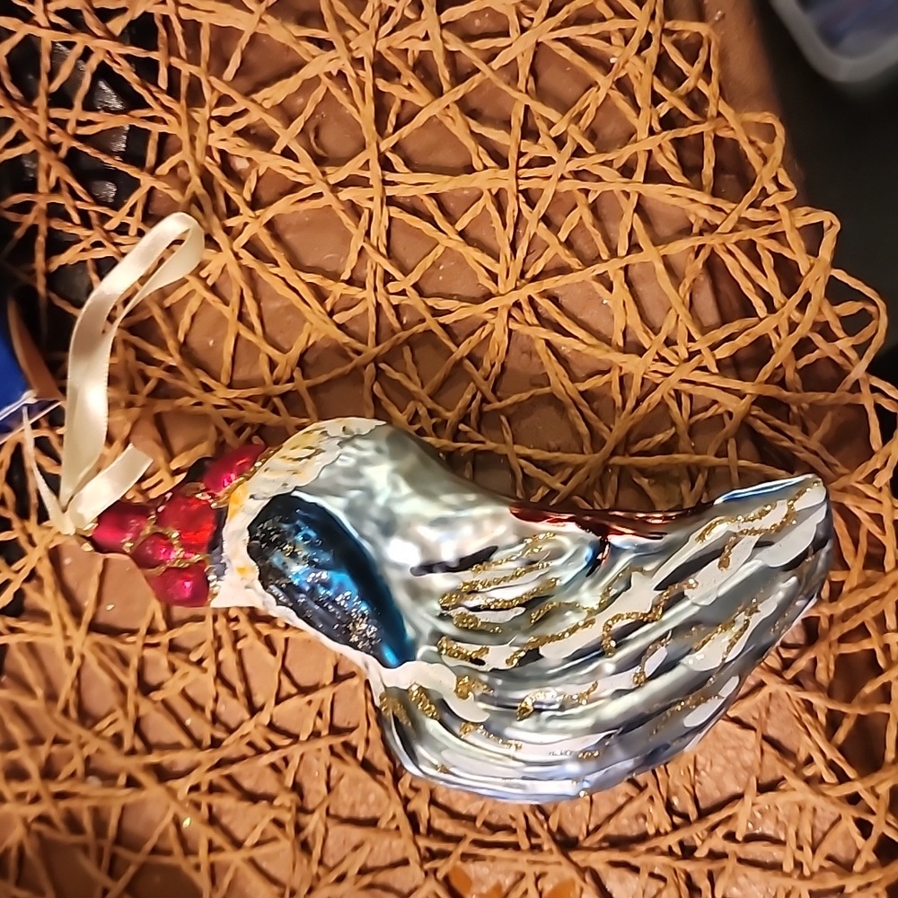 Polish hand blown and painted rooster.  Vintage sparkly bright colors